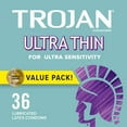 thumbnail image 1 of TROJAN Ultra Thin Condoms for Ultra Sensitivity  Lubricated  36 Count Value Pack (Pack of 3), 1 of 9