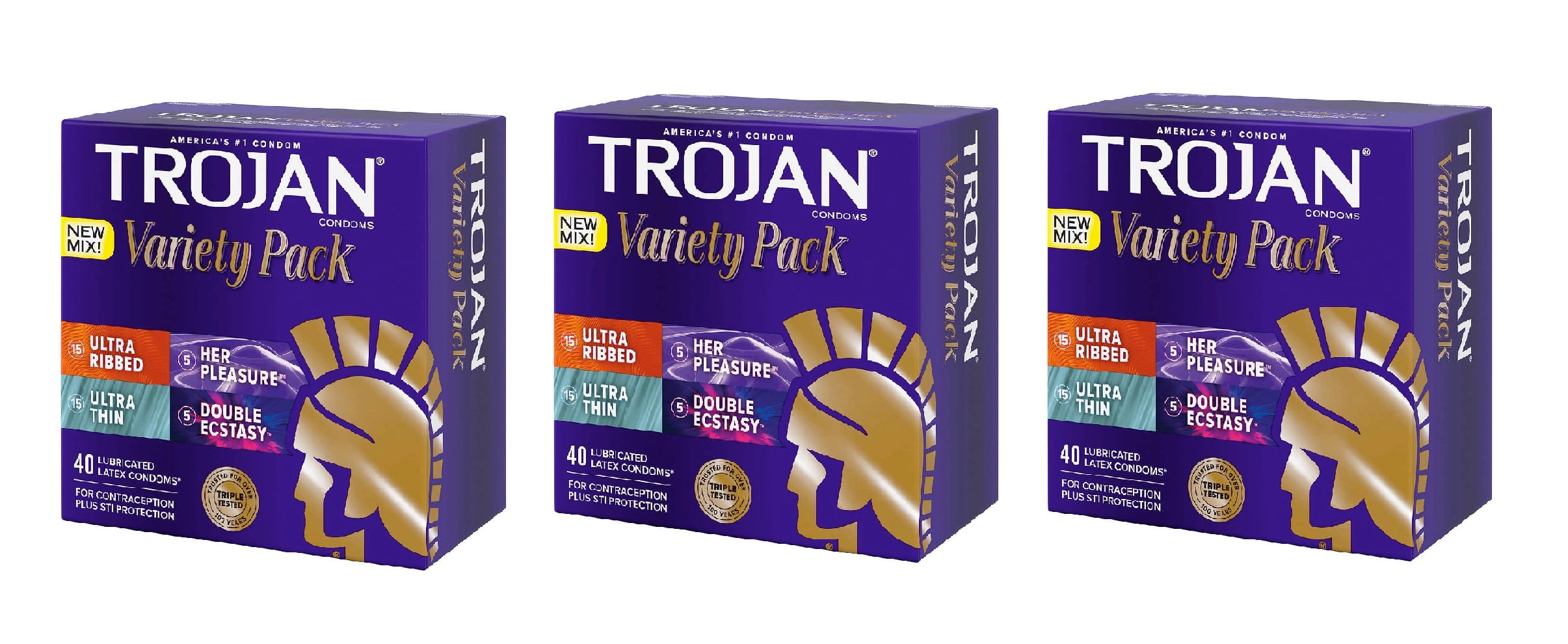 TROJAN Variety Pack, 40 Condoms 3PK
