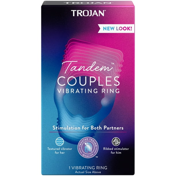 TROJAN Vibrations Tandem Couples Vibrating Ring, Personal Massager, 1 Count 