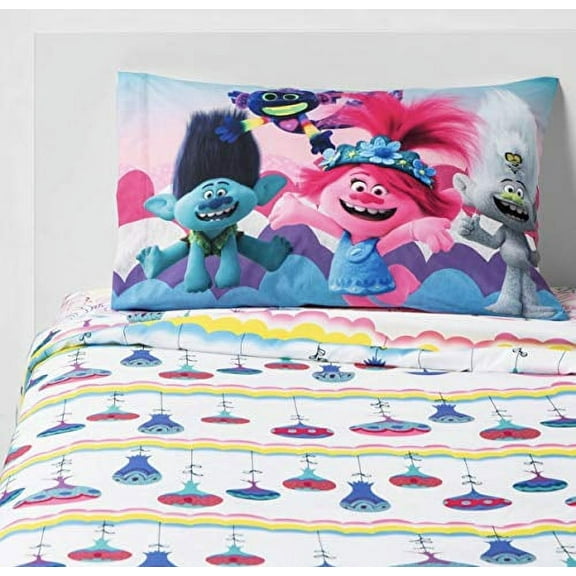TROLLS 2 WORLD TOUR 3 piece Twin Sheet Set Kids Microfiber