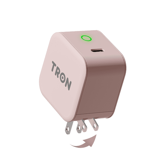 TRON 25W USB-C Fast Wall Charger, Foldable PD Power Adapter with Single Type-C Port and LED Indicator, Compact Travel Block for iPhone 16 15, Android Phones, Tablets, Wireless Earbuds, Pink