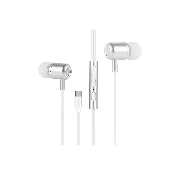 TRON Noise Isolating Wired Earbuds with Microphone and Volume Control, USB-C In-Ear Headphones with 10mm Driver, Metal Earphones for iPhone 17 16 15 and USB-C Android Phone, Tablet, and Laptop, White