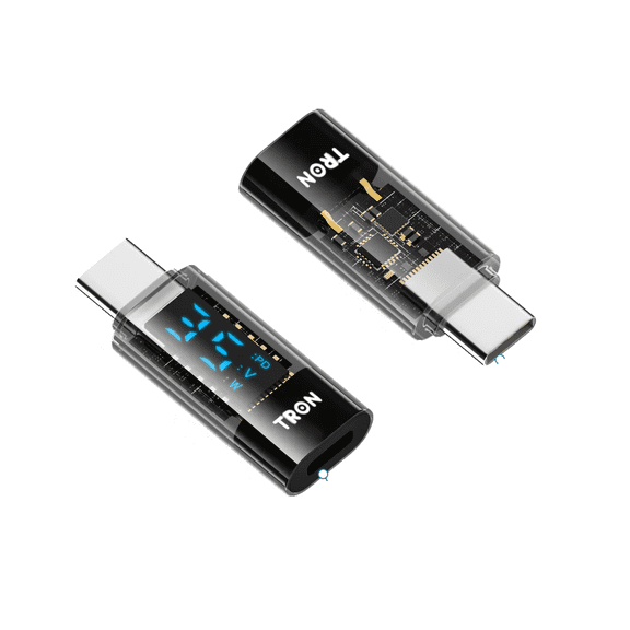 TRON USB-C to L Adapter, Digital Power Display Converter up to 35W with 480Mbps Data Transfer, Real Time Wattage and Voltage Readout, Compact Aluminum Shell, for iPhone and Android, Black