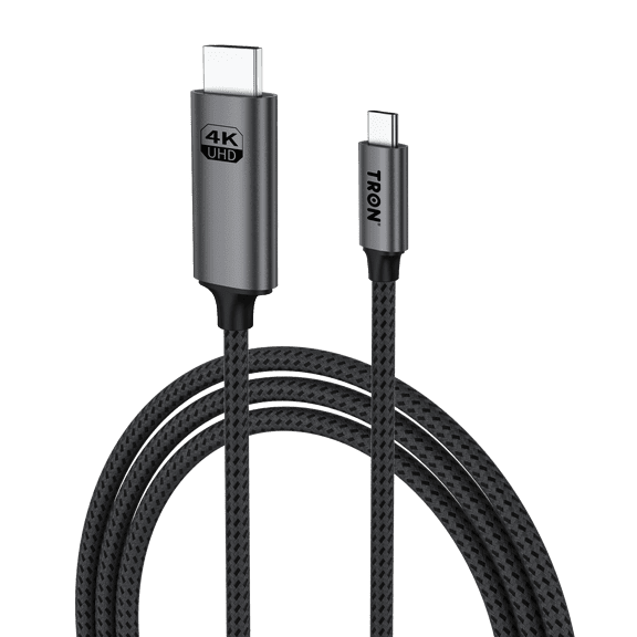 TRON USB-C to HDMI Cable 6FT, 4K@60Hz, 18Gbps Braided Video Cable for Phone, Tablet, Laptop, TV, Monitor & Projector, Space Gray