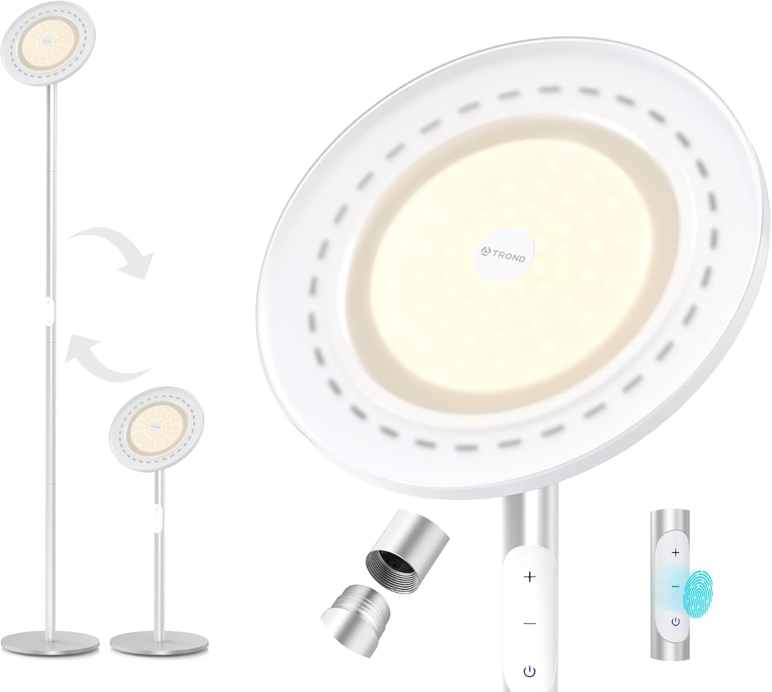Adjustable White LED Torchiere Floor Lamp with Touch Control