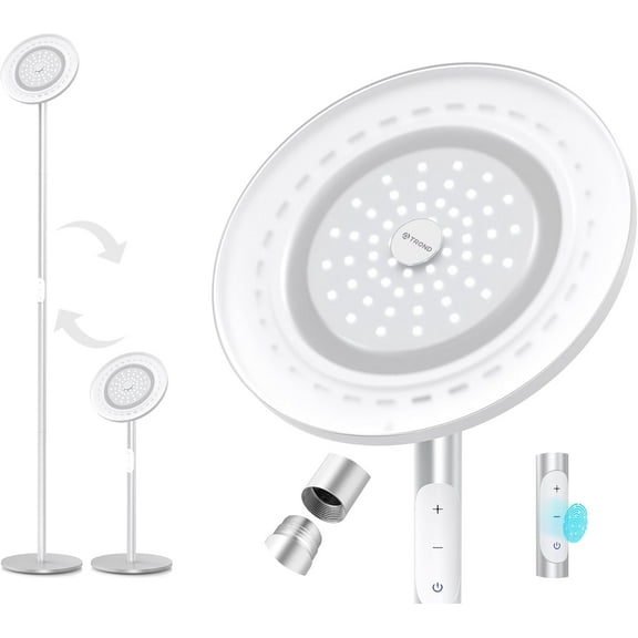TROND LED Torchiere Floor Lamp, Dimmable 30W, 5500K Natural Daylight Max.5000lm, 30-Minute Timer,Silver