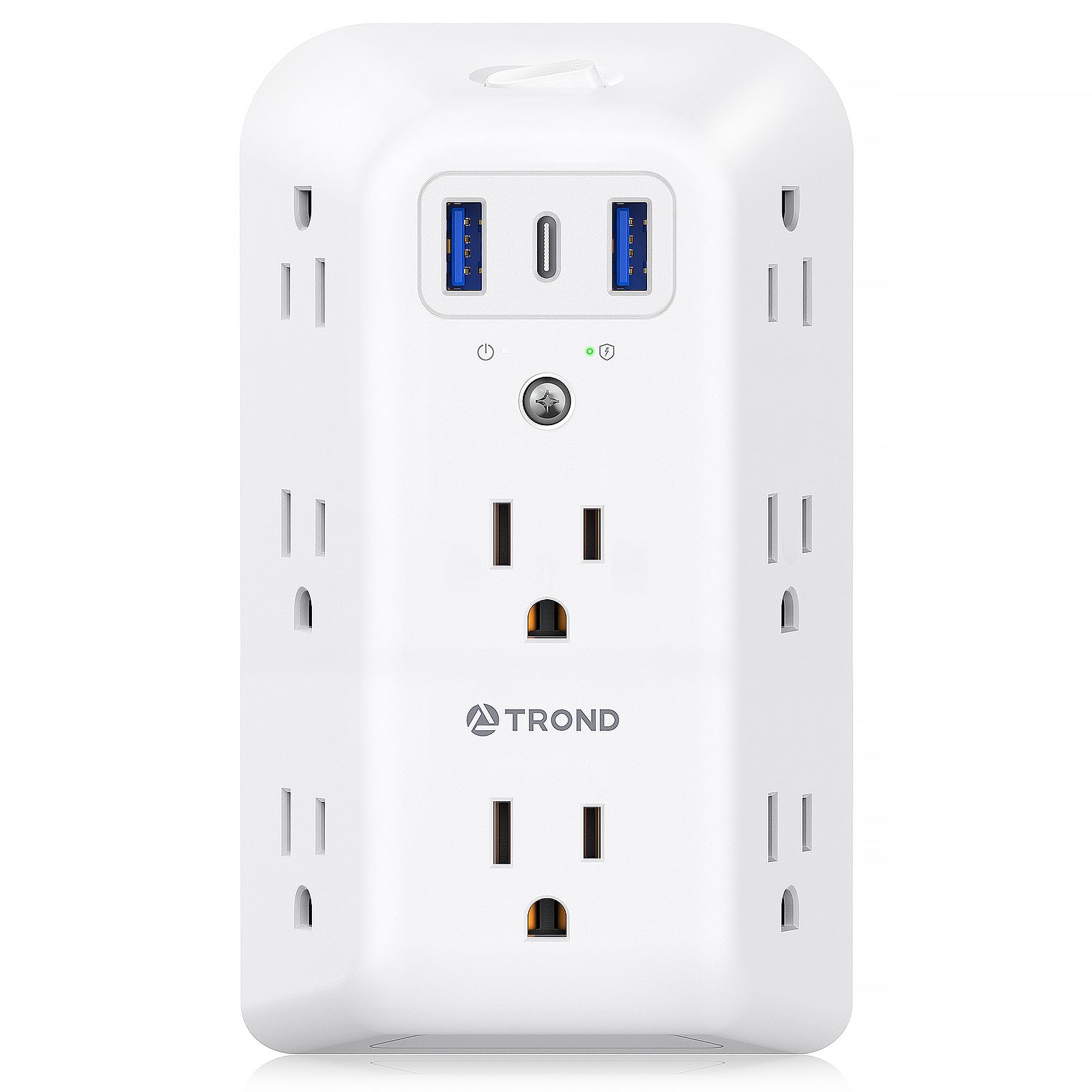 TROND Outlet Extender with USB-C, 8AC Outlet Splitter 3 USB Ports (2 ...