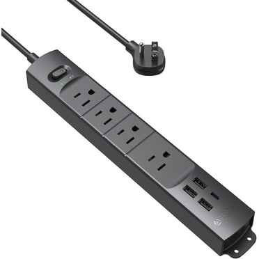 TROND Power Strip Surge Protector with USB, 3ft Long Extension Cord for 4 USB and 4 AC Outlets Black