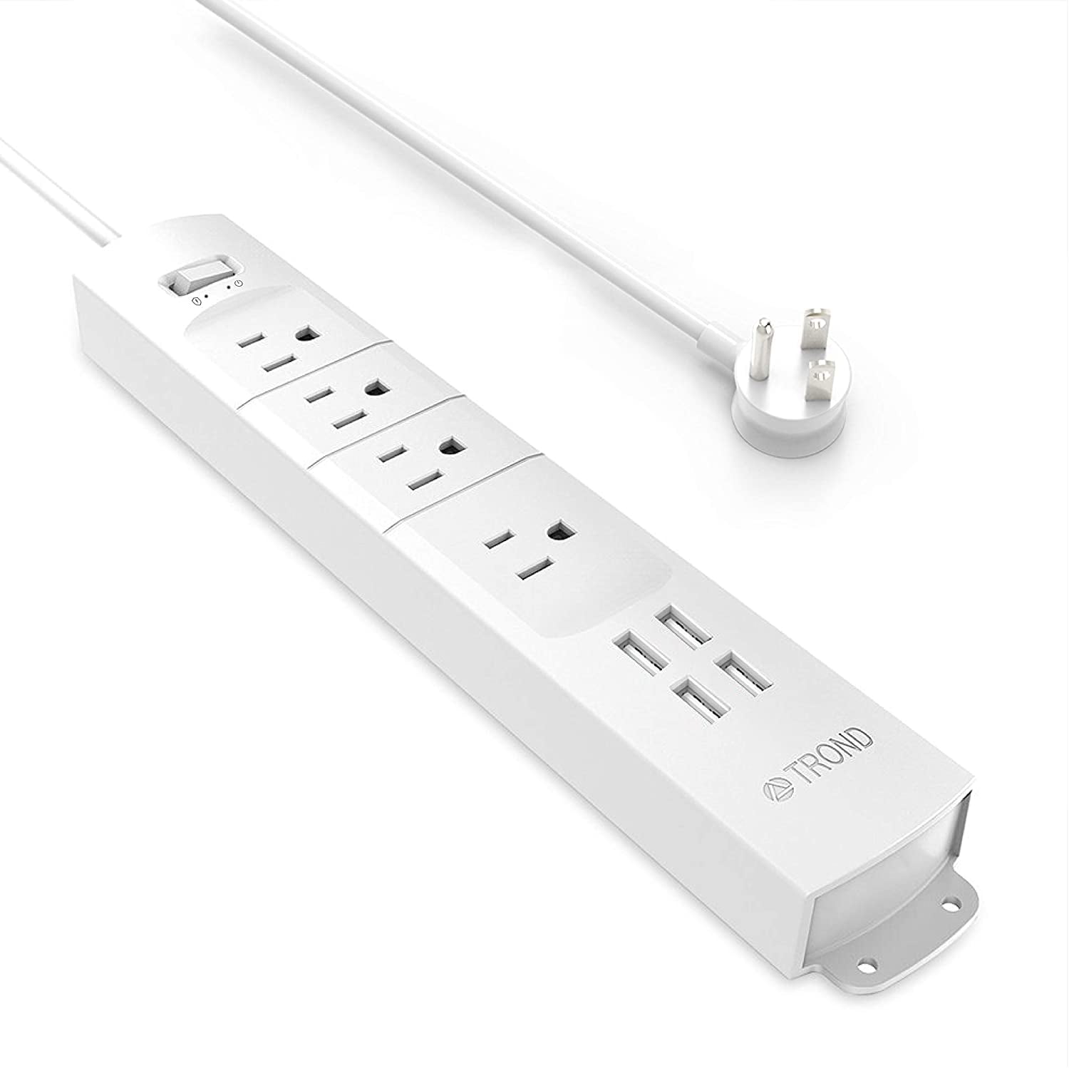 TROND Surge Protector Power Strip with USB, Ultra Thin Flat Plug 3ft  Extension Cord 1625W, 3 USB A & 1 Type C, 4 AC Outlets 1440J Surge  Protection