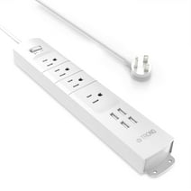 TROND Power Strip Surge Protector with USB, 3ft Long Extension Cord for 4 USB and 4 AC Outlets White
