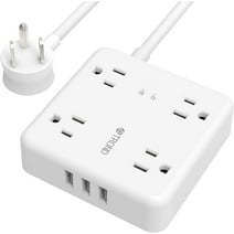 TROND Power Strip Surge Protector with USB, 5ft long Extension Cord for 3 USB and 4 AC Outlets, White