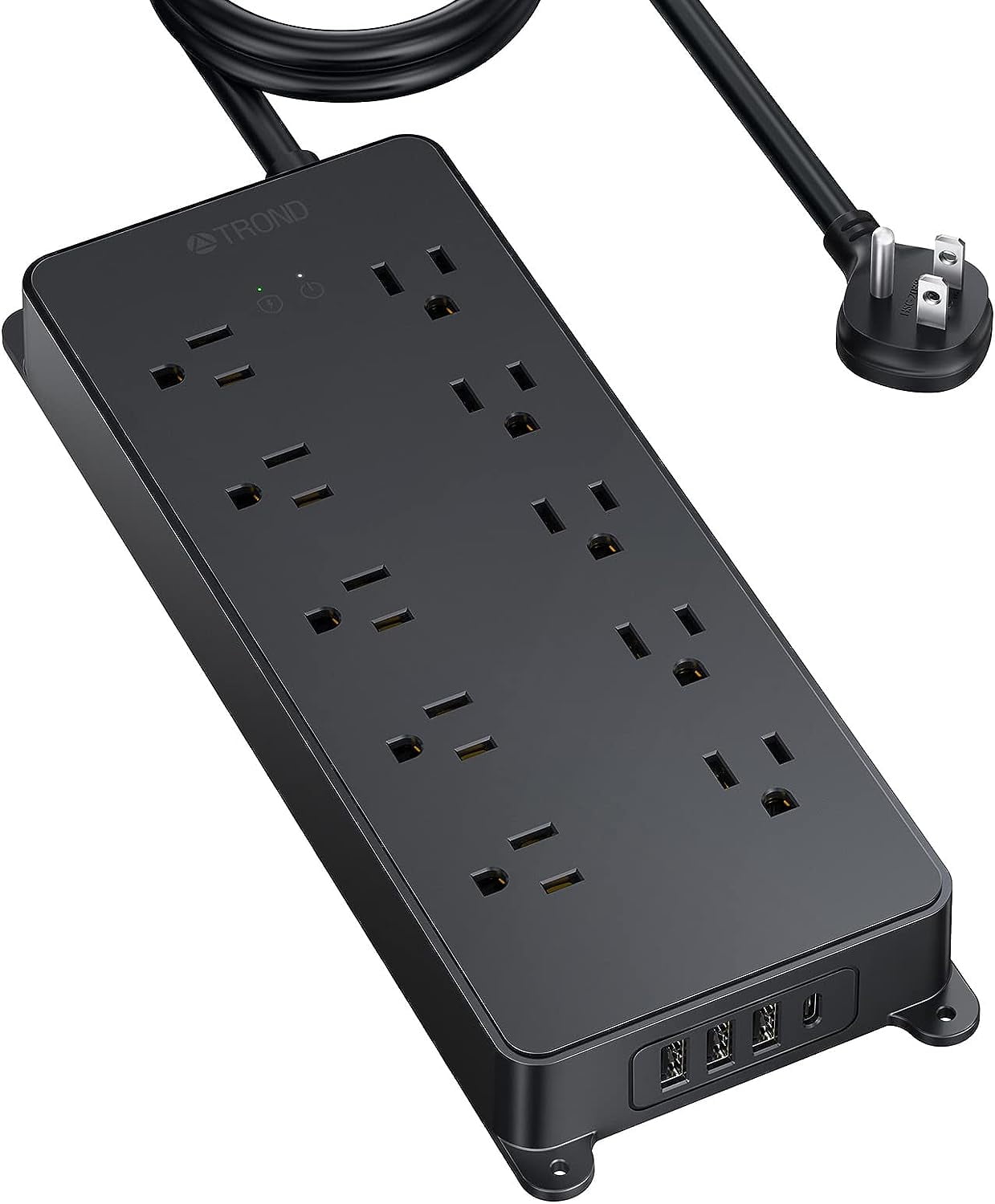 TROND Surge Protector Power Strip with USB C, 10ft Long Extension Cord ...