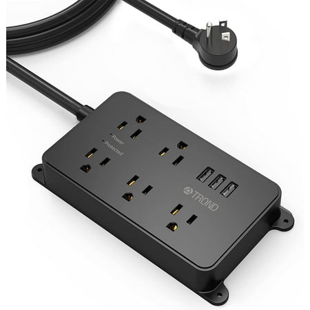 TROND Surge Protector Power Strip with USB, 10ft Long Extension Cord Flat Plug with 5 AC Multiple Outlets, Wall Outlet Extender, ETL Listed, Black price history and forecast - TROND Prime III