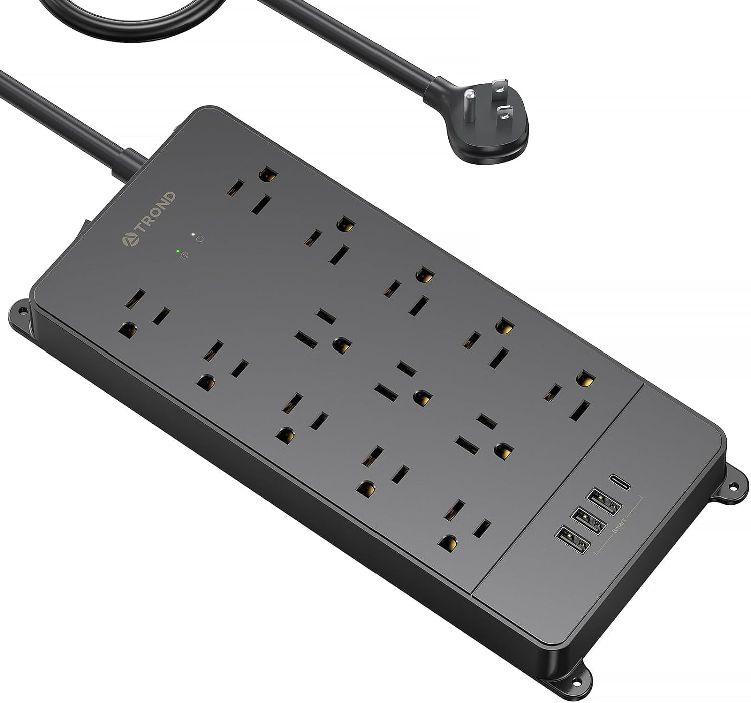 Black 13-Outlet Surge Protector Power Strip with USB Ports