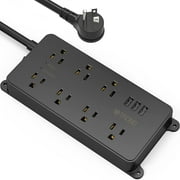 TROND Surge Protector Power Strip with USB, 5ft Long Extension Cord Flat Plug with 7 AC Multiple Outlets, Wall Outlet Extender, ETL Listed, Black