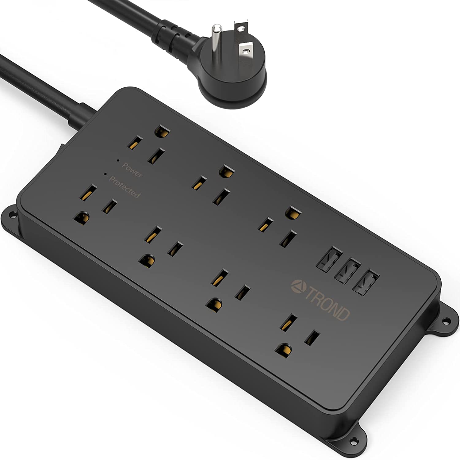 Nekteck [UL Listed] Rotating Power Strip/Surge Protector,360?Flat Wall