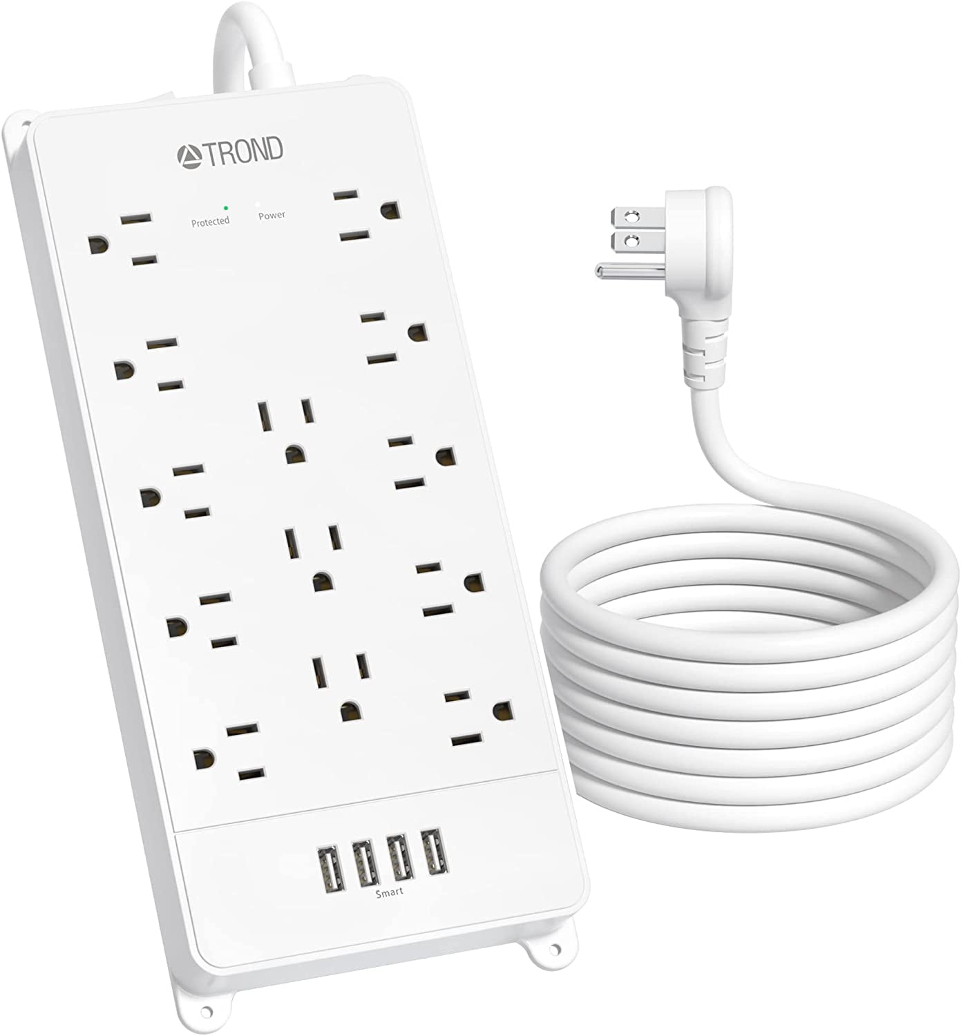 TROND Surge Protector Power Strip with USB C, 10ft Long Extension Cord