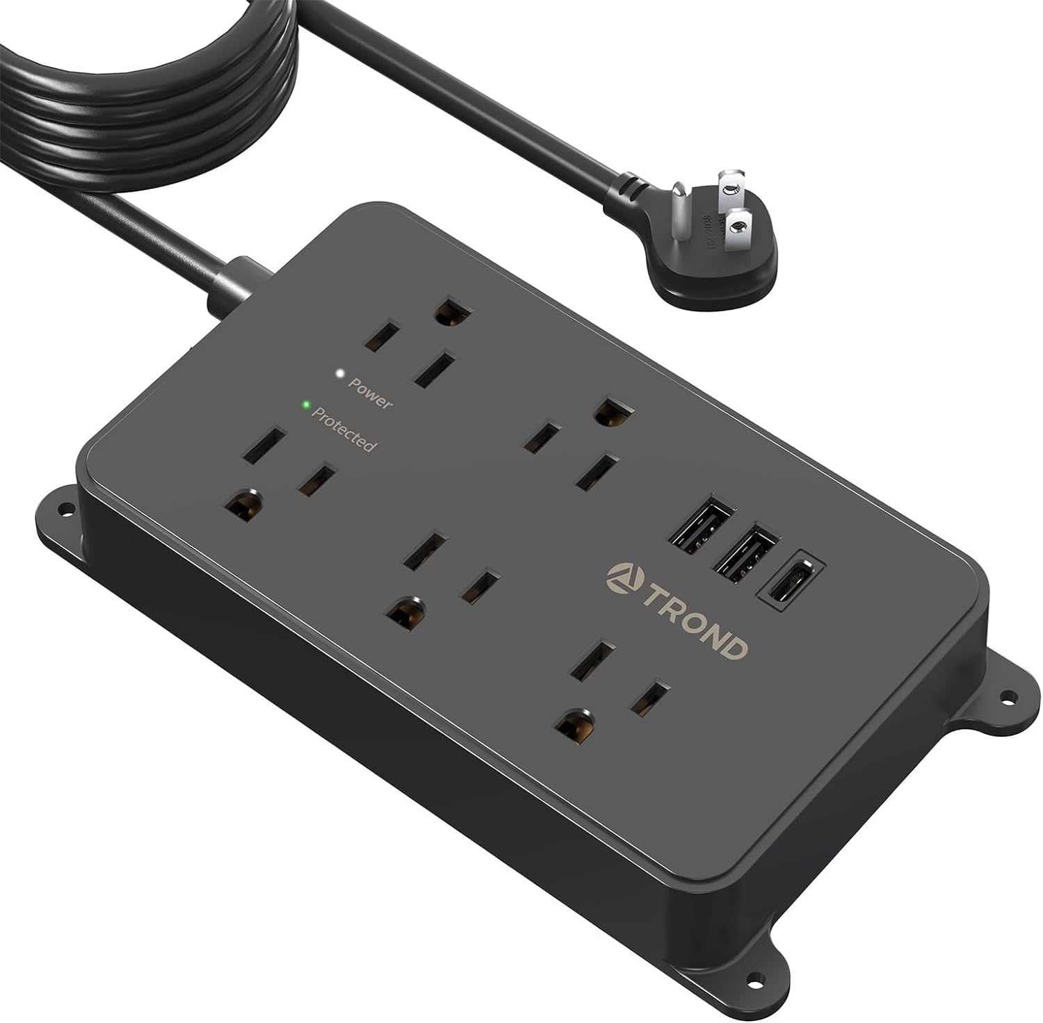 TROND Surge Protector Power Strip with USB C, 15ft Long Extension Cord