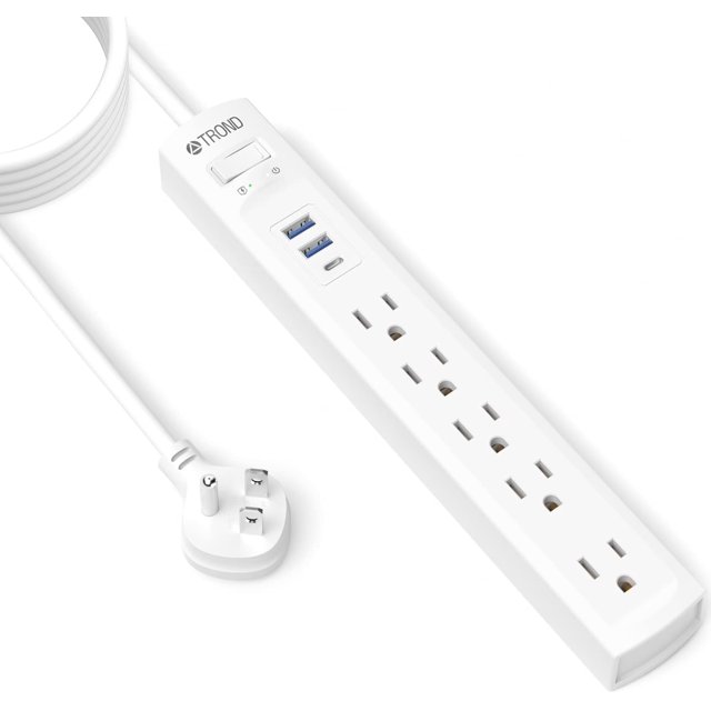 TROND Surge Protector with USB C, 15ft Cord, 3 USB & 5 AC Outlets