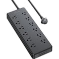 thumbnail image 1 of TROND Surge Protector Power Strip with USB C, 5ft Long Extension Cord for 4 USB and 12 AC Outlets, ETL Listed, Black, 1 of 8