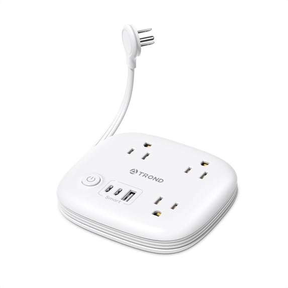 TROND Travel Power Strip with USB C Ports, 3 AC Outlets, 2.6ft Wrapped Around Extension Cord, Ultra Flat Plug, Travel Cruise Essential for Hotel Cruise Ship