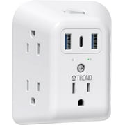 TROND Wall Plug with usb c, 2 Prong Wall Charger 5AC Outlet Extender USB C 3 Sided 1440J Surge Protector Multi Plug Outlet Wall Plugs for Home School Travel Office