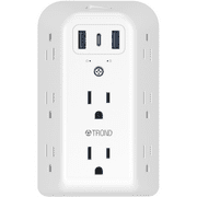 TROND Wall Plug with usb c, Wall Charger 8AC Outlet Extender USB C 3 Sided 1440J Surge Protector Multi Plug Outlet Wall Plugs for Home School Travel Office