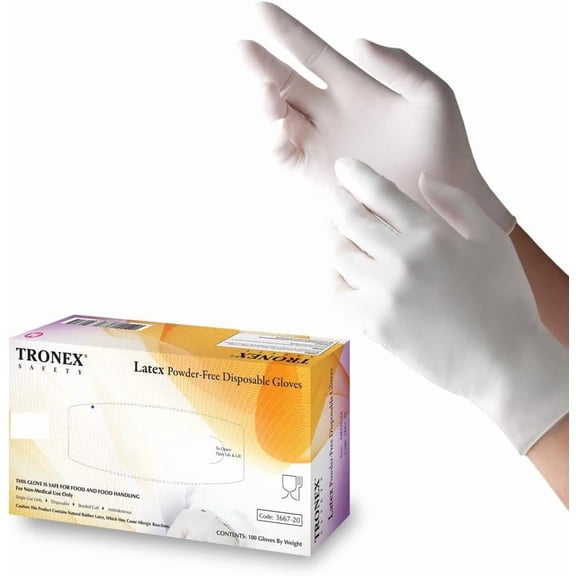 TRONEX 1000 Pcs XS - XL Natural Rubber Latex Disposable Gloves Powder-Free Textured Food Safe White XL - XS Latex Gloves