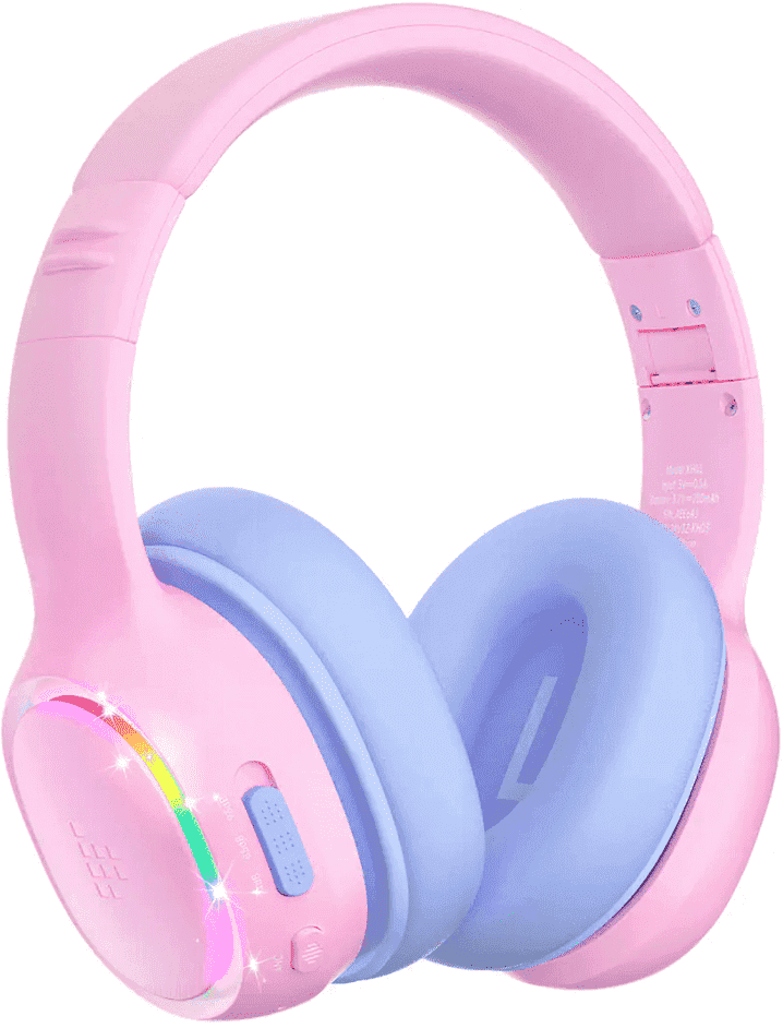 TRONSMART KH03 Children's Bluetooth Headphones, Safe Volume Control, Noise Reduction, Wireless Headphones with Light and Microphone, 70 Hours Playtime, Suitable for School/Travel/Airplane
