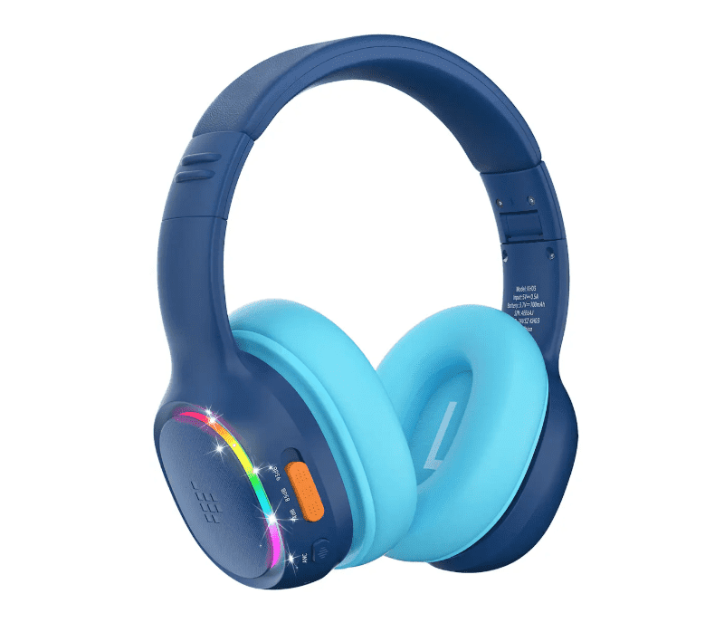 Tronsmart KH03 Kids Bluetooth Headphones with HD Mic & LED Lights, Active Noise Cancelling, 70H Playtime, Lightweight Foldable Wired/Wireless Over-Ear Headphones for PC/Tablet/Smartphone