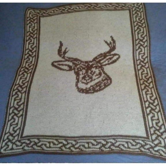 TROPHY DEER AFGHAN - HANDMADE REVERSIBLE