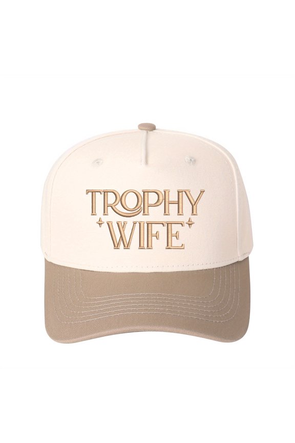 TROPHY WIFE Embroidered Patchwork Trucker Cap | Adjustable Unisex Snapback, Prize-Worthy Essential