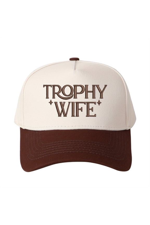 TROPHY WIFE Embroidered Patchwork Trucker Cap | Adjustable Unisex Snapback, Prize-Worthy Essential