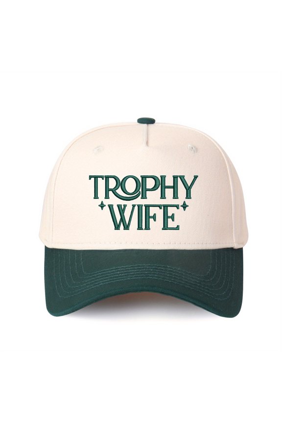 TROPHY WIFE Embroidered Patchwork Trucker Cap | Adjustable Unisex Snapback, Prize-Worthy Essential
