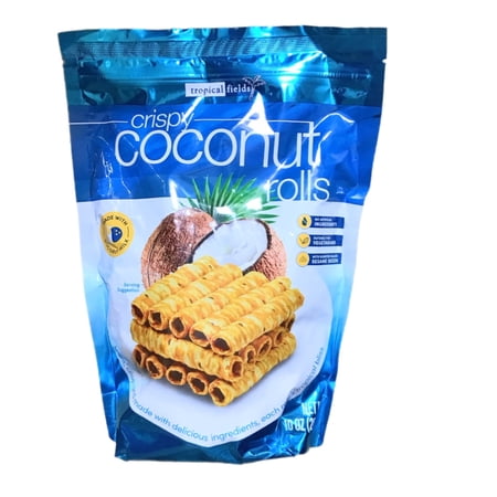 TROPICAL FIELDS CRISPY COCONUT ROLLS 10 OZ MADE WITH COCONUT MILK NO ARTIFICIAL INGREDIENTS
