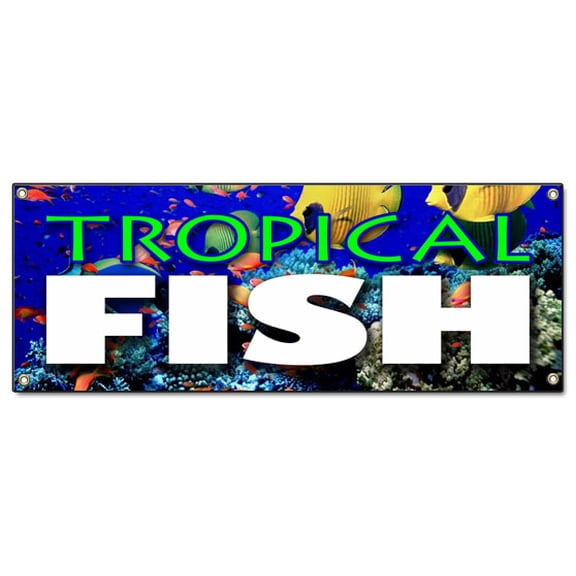 TROPICAL FISH BANNER SIGN saltwater fishes colorful bright collector tank signs