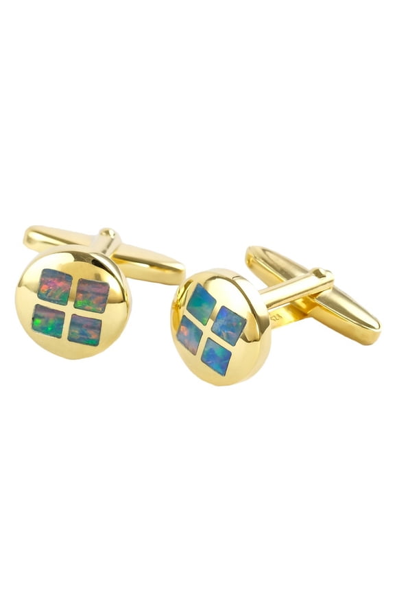 TROPICAL SPLASH 18KT GOLD PLATED GENUINE AUSTRALIAN OPAL CUFFLINKS