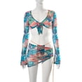 thumbnail image 1 of TROPICAL SWIM - Floral Printed Mesh Summer Vacation PRETTY COVER UP Swimwear 3 Piece Two Piece Set, 1 of 3