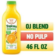 Tropicana Essentials Flavored Orange Juice Beverage Blend With Other Fruit, No Pulp, 46 fl oz Bottle