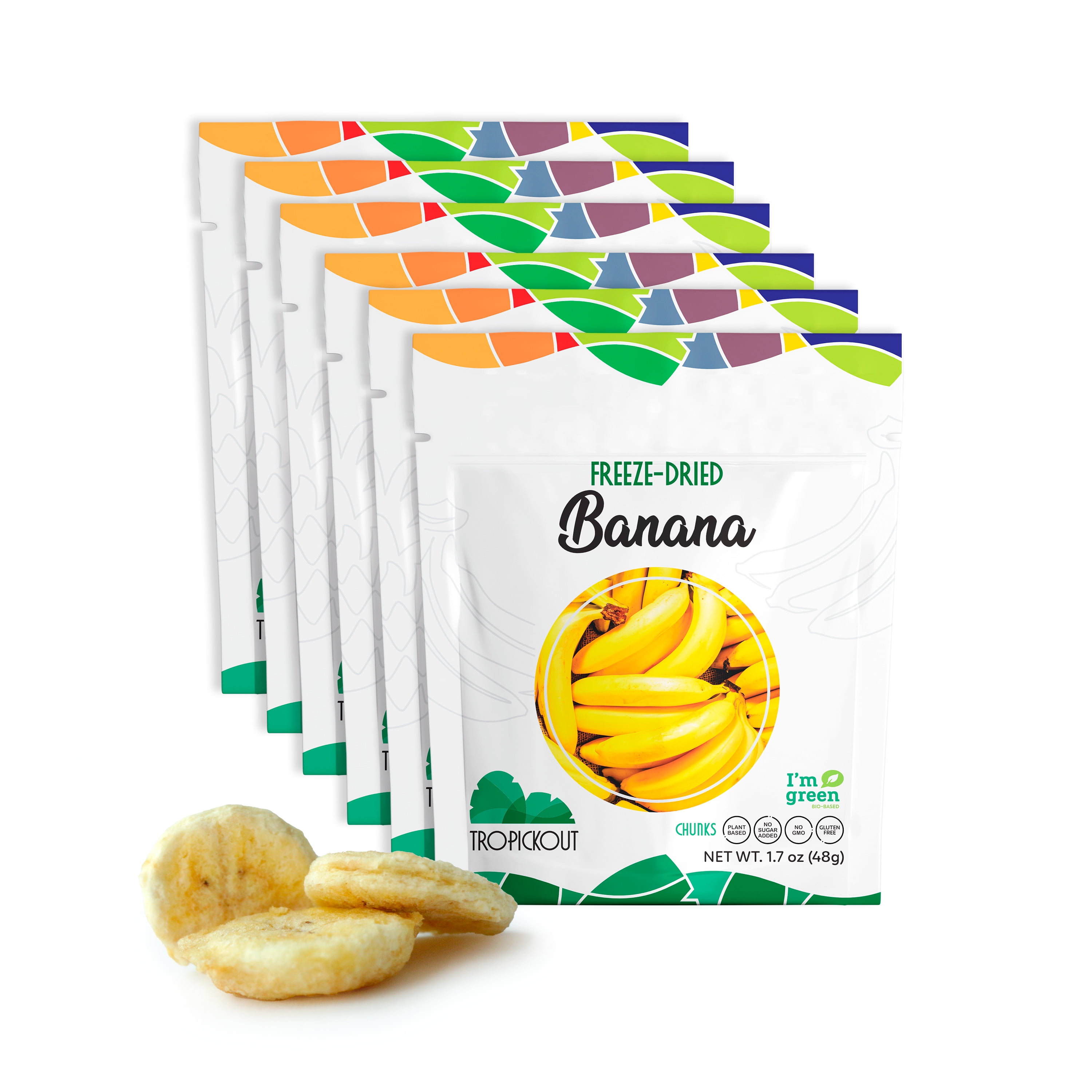 TROPICKOUT Freeze Dried Banana Fruit, Superfruit Snack, 6 Pack Bag