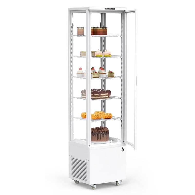 TROPOW 10.5 cu ft Commercial Display Refrigerator, Glass Door Merchandiser with LED Lighting, Adjustable Chrome Shelves for Pastry and Drink Display