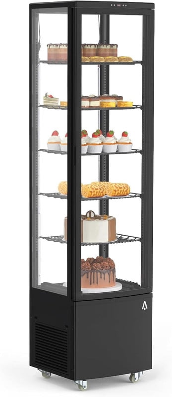 TROPOW 10.5 cu ft Commercial Display Refrigerator, Glass Door Merchandiser with LED Lighting, Adjustable Chrome Shelves for Pastry and Drink Display