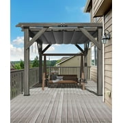 TROPOW 10'X 10' Cedar Wood Pergola with Solid Structure, Retractable Shade Canopy, Durable, Rot Resistant, Patio Pergola for Backyard, Deck, Garden, Outdoor Entertaining