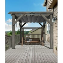 TROPOW 10'X 10' Cedar Wood Pergola with Solid Structure, Retractable Shade Canopy, Durable, Rot Resistant, Patio Pergola for Backyard, Deck, Garden, Outdoor Entertaining