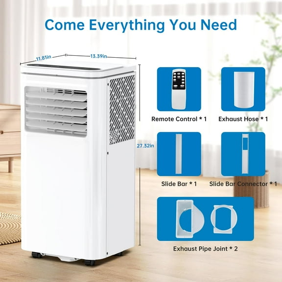 TROPOW 10000BTU Portable Air Conditioner 3 in 1 w/LCD Display Remote Control, Fast Cooling Up to 450 sq.ft, AC Cooling, Dehumidifier, Fan for Bedroom, Office