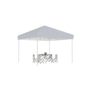 TROPOW 10x10 Pop Up Canopy - Outdoor Canopy Tent with Portable Roller Bag - One Button Push Setup, 3 Adjustable Height, 4 Weight Bags, 8 Stakes & 4 Guy Ropes Included,Gray