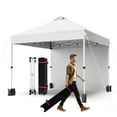 thumbnail image 1 of TROPOW 10x10ft Pop Up Canopy Tent with 1 Sidewall, Portable Instant Commercial Canopy Patio Tent with Vented Top Roller Bag 4 Sandbags 4 Ropes and 8 Tent Stakes, White, 1 of 7