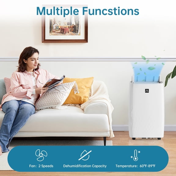 TROPOW 12000Btu Portable Air Conditioner 4-in-1 Portable AC Unit Cool up to 550 sq.ft, Portable Air Conditioners with Remote Control & Window Kit1-24H Timers
