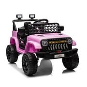 TROPOW 12V Kids Ride On Truck Electric Vehicle for Toddlers with Remote Control, 4-Wheel Suspension, Battery Display, LED Lights,Christmas Gift for Kids, Pink