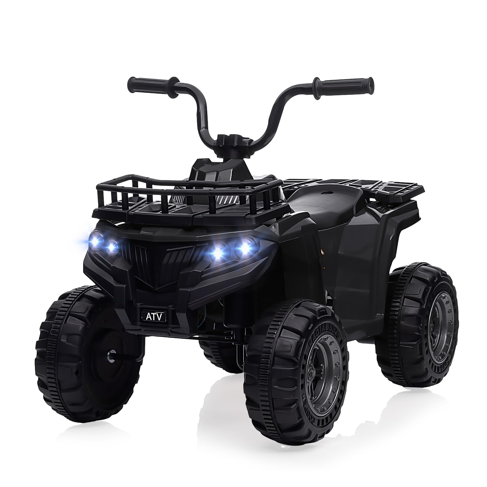 TROPOW 12V Ride On Toys for Boys,Kids Ride On ATV,4 Wheeler Electric Vehicle for Kids,Battery Powered Quad Toy Vehicle with Music,Horn,High Low Speeds,Led Lights,Electric Ride On Toy,Black